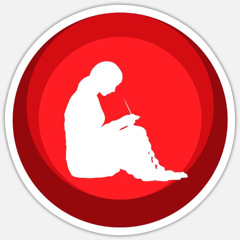 Crochet Needle Thread Sticker size S (10 x 10 cm)