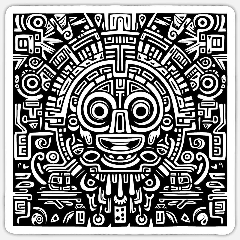 Inca, Aztec, Mayan pattern, artwork black Sticker size S (10 x 10 cm)