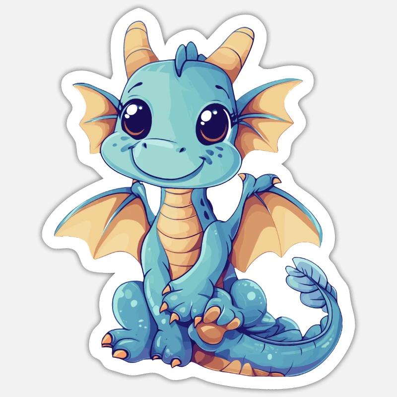 Dragon Dragon mignon - Sticker taille S (10 x 10 cm) - blanc mat