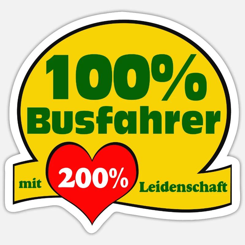 Chauffeur de bus Chauffeur de bus 100% (25) - Sticker taille S (10 x 10 cm) - blanc mat