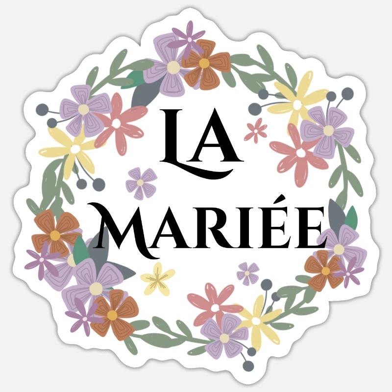 future mariée florale -la mariée fleurs - Sticker taille S (10 x 10 cm) - blanc mat