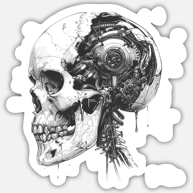 Crâne androïde Sticker taille S (10 x 10 cm)