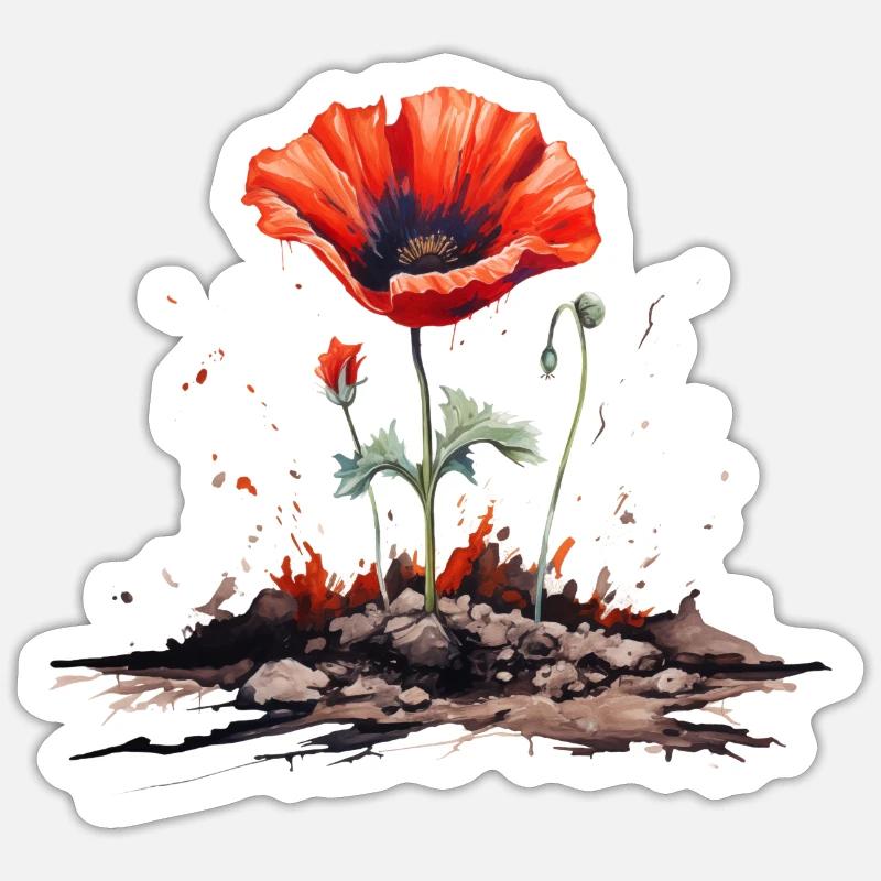 Fleur de pavot - Sticker taille S (10 x 10 cm) - blanc mat