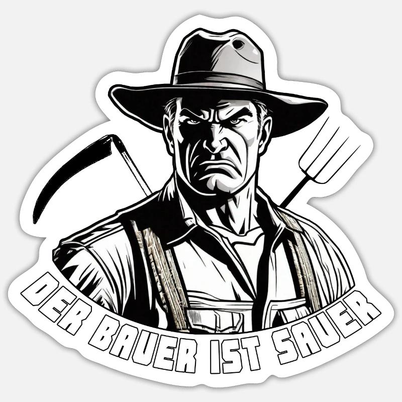 Der Bauer ist sauer - Sticker Größe S (10 x 10 cm) - Mattweiß