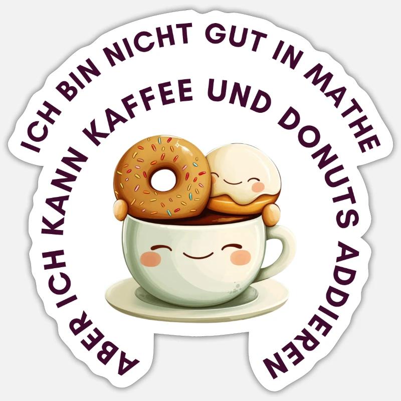Café et beignets - Sticker taille S (10 x 10 cm) - blanc mat