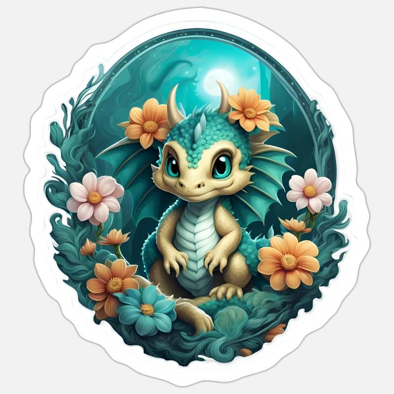 Dragon - Sticker taille S (10 x 10 cm) - blanc mat