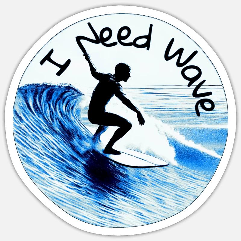 I need a wave - surfer on a board Sticker size S (10 x 10 cm)