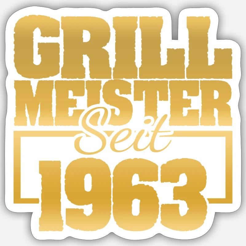 Grillinstructor 1963 - Sticker Größe S (10 x 10 cm) - Mattweiß