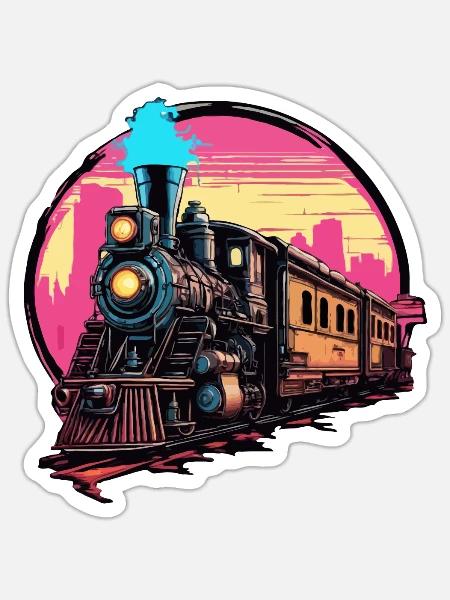 Zug / Lokomotive / Dampflok / Eisenbahn / Lock - Sticker Größe S (10 x 10 cm) - Mattweiß