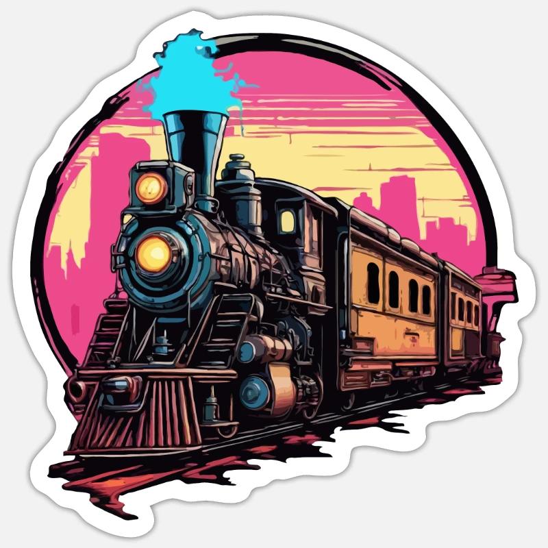 Zug / Lokomotive / Dampflok / Eisenbahn / Lock - Sticker Größe S (10 x 10 cm) - Mattweiß