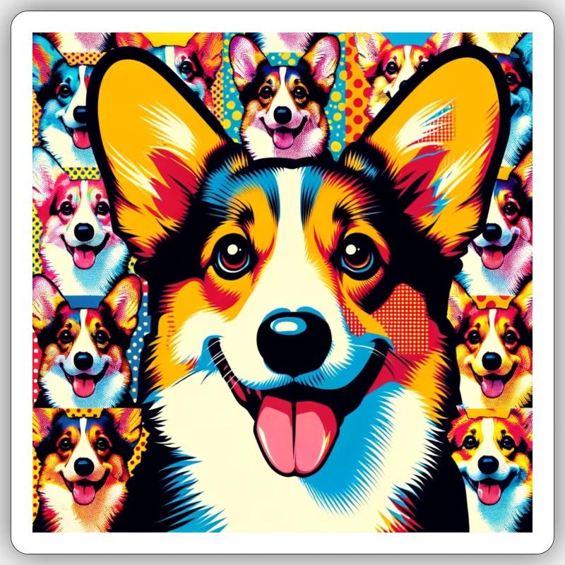 Welsh Corgi - Sticker Größe S (10 x 10 cm) - Mattweiß