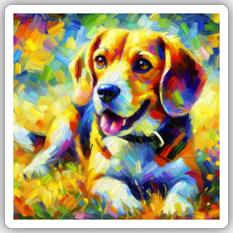 Beagle - Sticker taille S (10 x 10 cm) - blanc mat