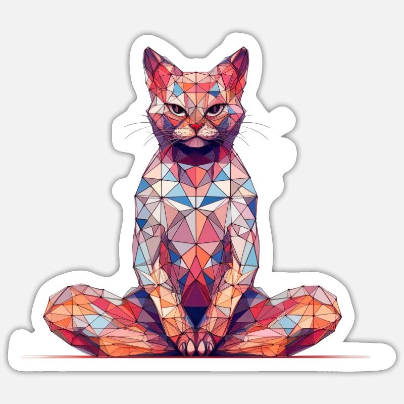Multicolor Polygon Katze Sticker Größe S (10 x 10 cm)