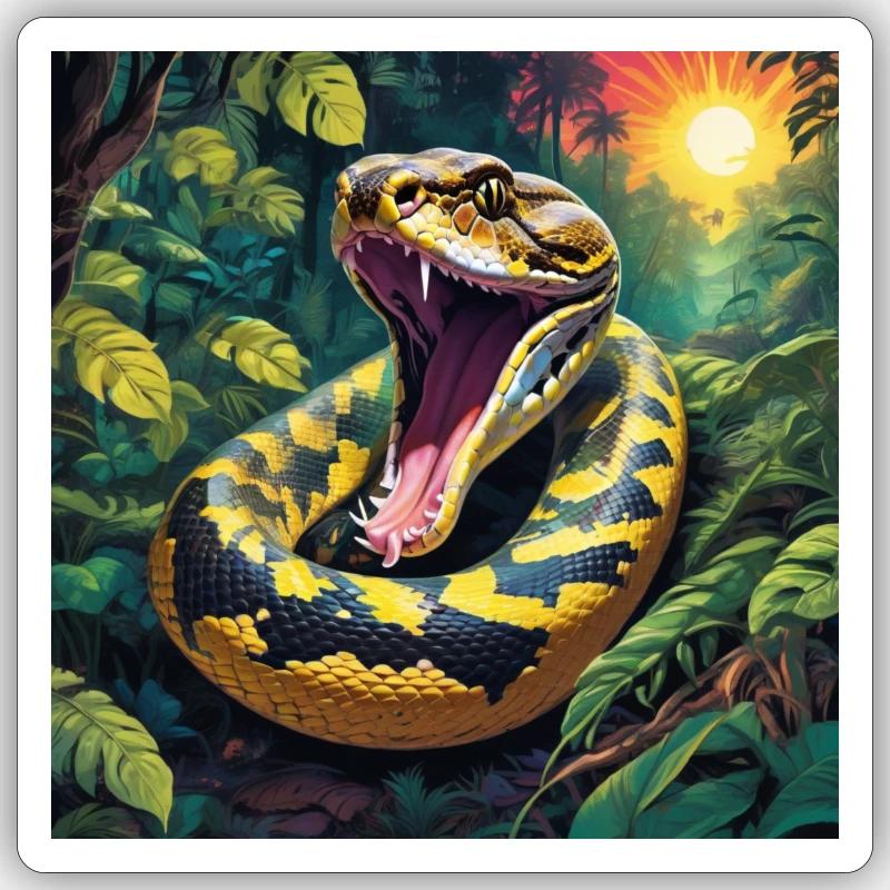 Python Schlange - Sticker Größe S (10 x 10 cm) - Mattweiß