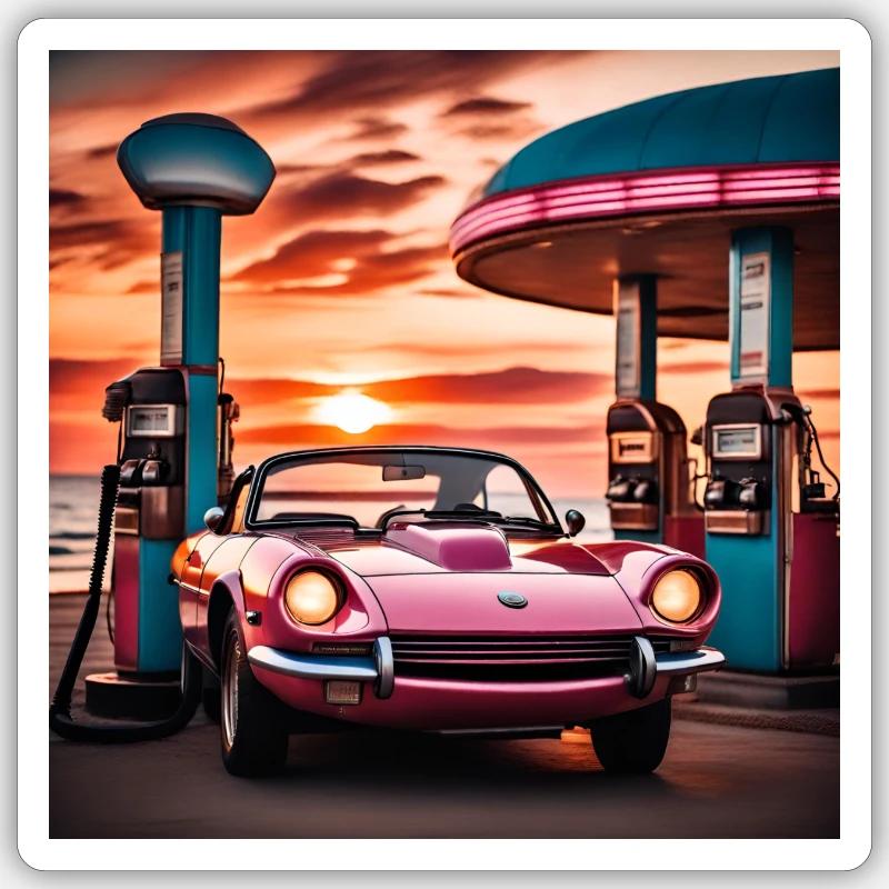 Style synthwave - Sticker taille S (10 x 10 cm) - blanc mat
