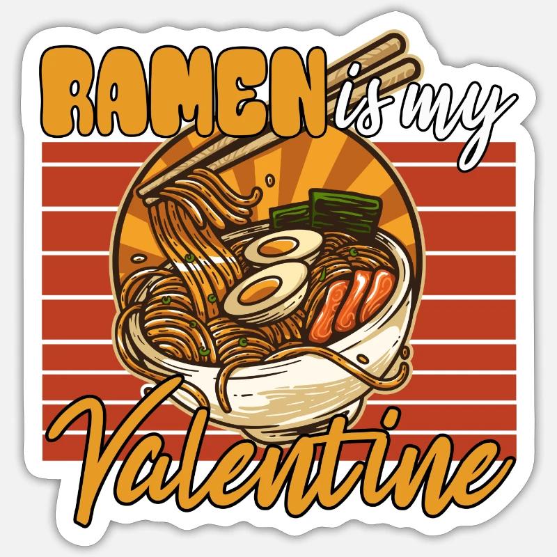 Le ramen est ma Saint-Valentin - Sticker taille S (10 x 10 cm) - blanc mat