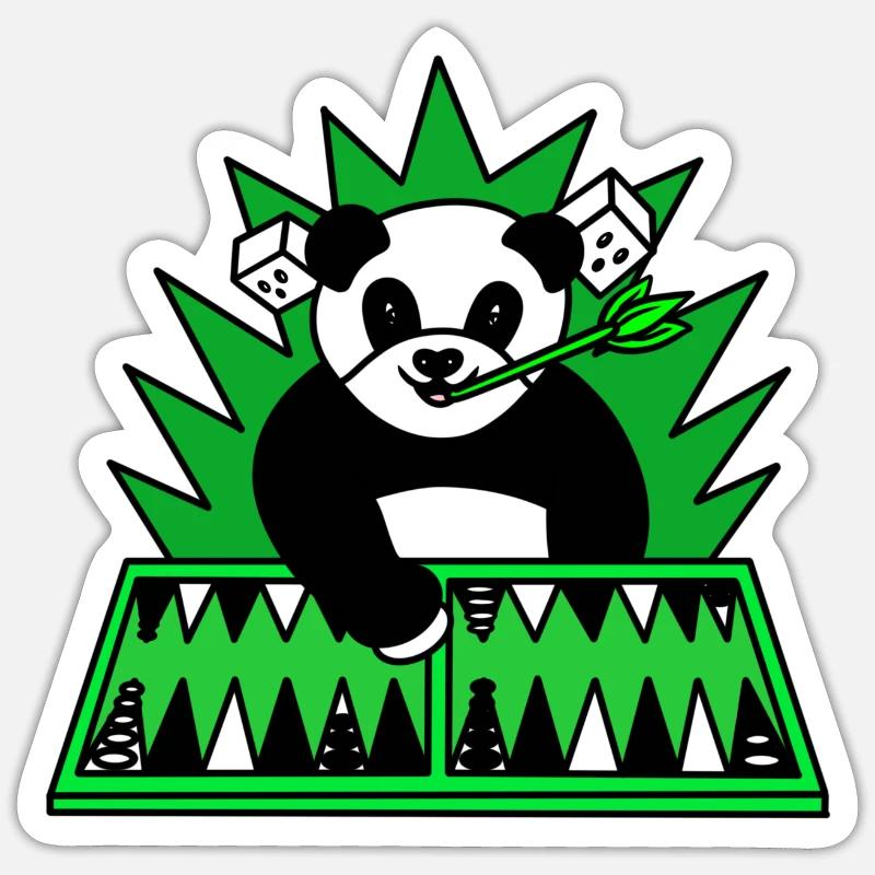 Funny panda play backgammon Sticker size S (10 x 10 cm)