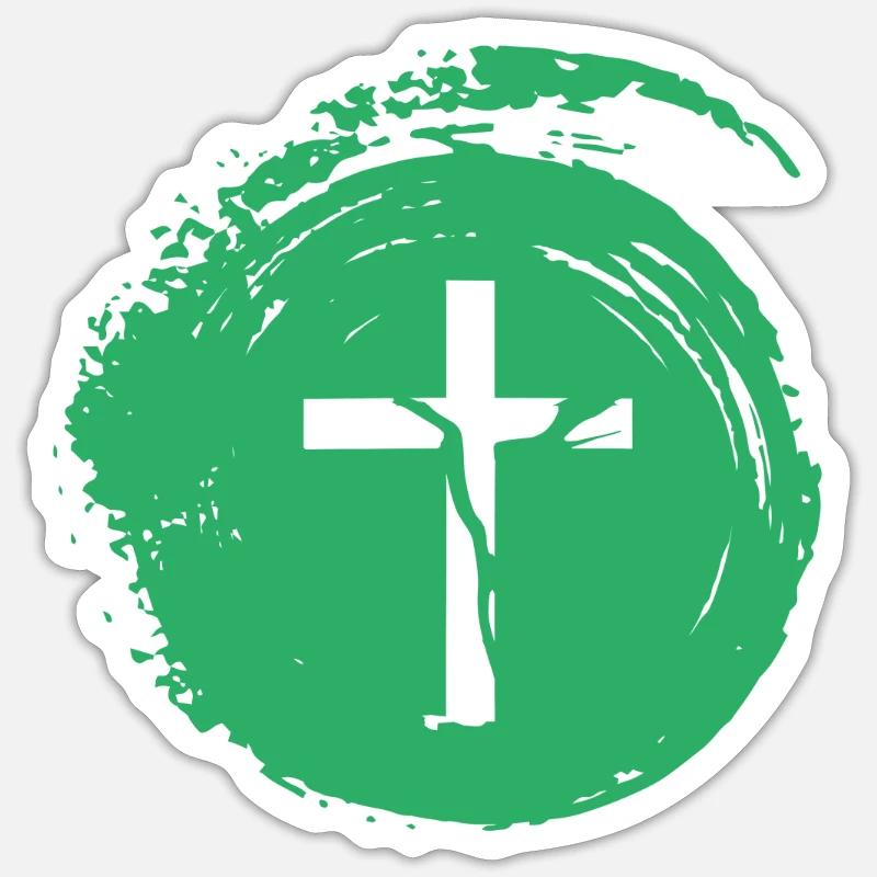 Croix Christ Croix - Sticker taille S (10 x 10 cm) - blanc mat
