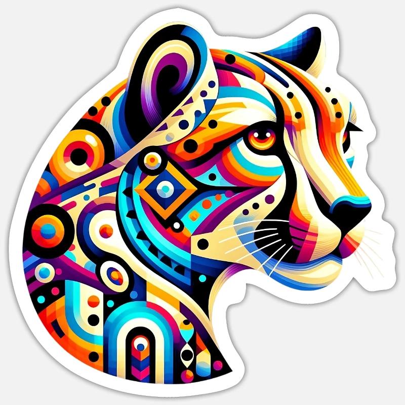 Guépard - Sticker taille S (10 x 10 cm) - blanc mat