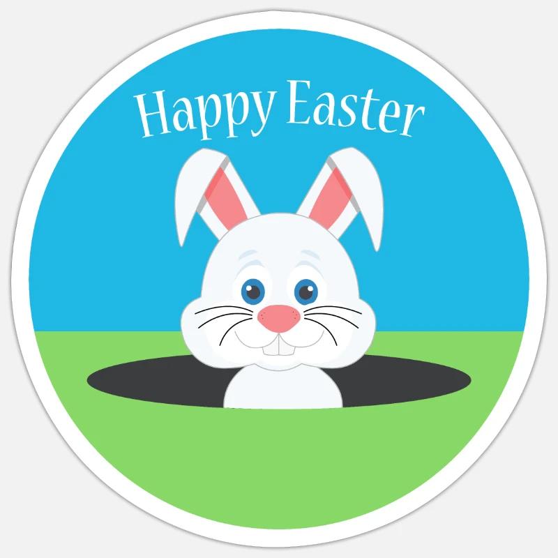Joyeux lapin de Pâques - Sticker taille S (10 x 10 cm) - blanc mat