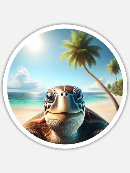 Lächelnde Schildkröte - Sticker Größe S (10 x 10 cm) - Mattweiß