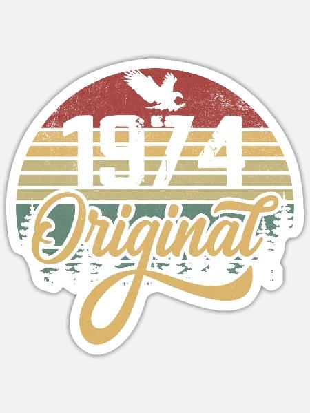 Original 1974 Jahrgang - 1974 Geburtstagsgeschenk - Sticker Größe S (10 x 10 cm) - Mattweiß