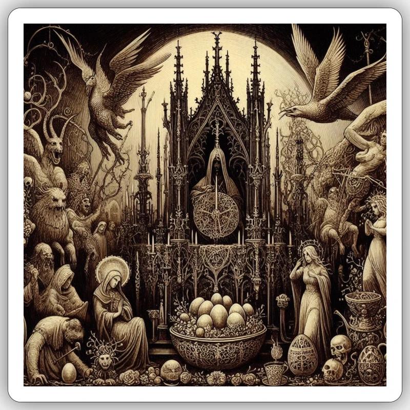 Gothic themed easter art Sticker size S (10 x 10 cm)