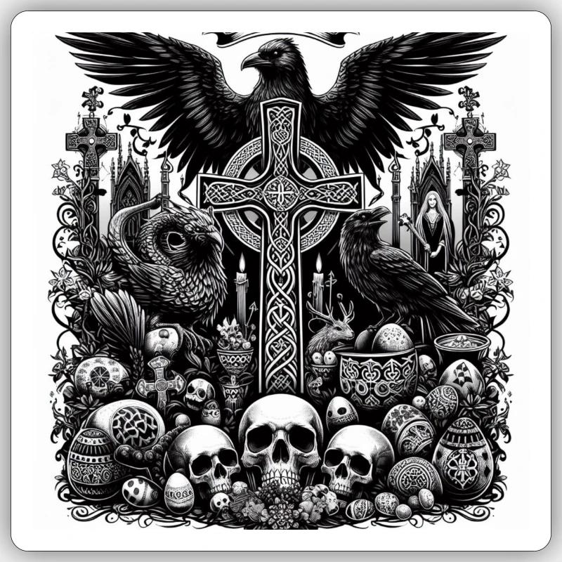 Gothic easter themed art Sticker size S (10 x 10 cm)