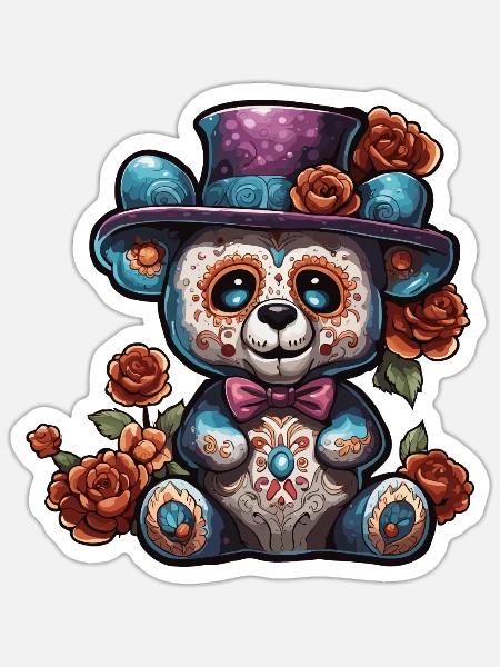 Teddybär / Kuscheltier / Stofftier / Geschenkidee - Sticker Größe S (10 x 10 cm) - Mattweiß