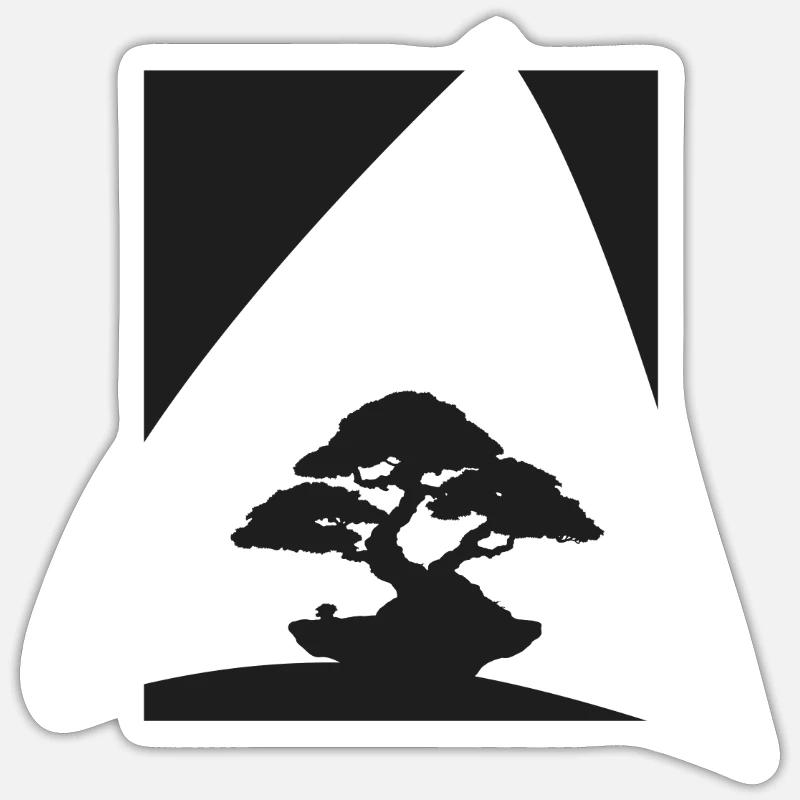 Baum Baum Bäume Bonsai - Sticker Größe S (10 x 10 cm) - Mattweiß