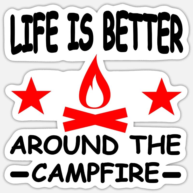 Camping - Sticker taille S (10 x 10 cm) - blanc mat