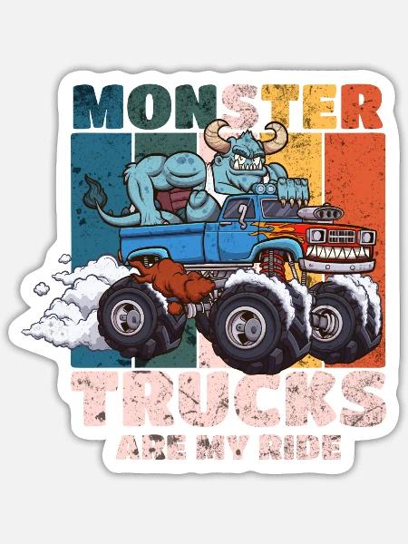 Monstertrucks sind mein Fahrgeschäft - Sticker Größe S (10 x 10 cm) - Mattweiß