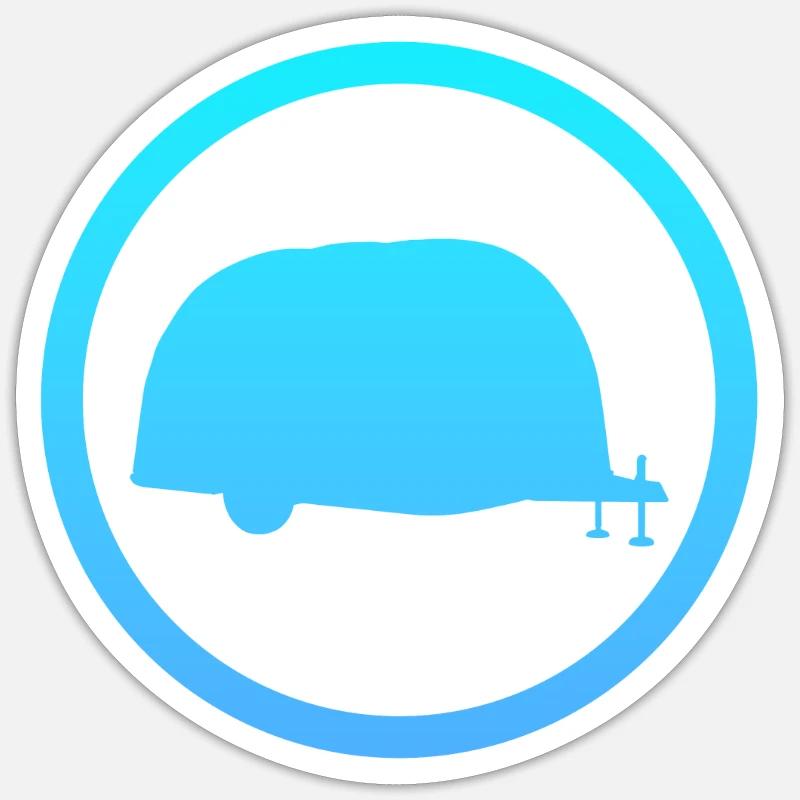 Camping-car Caravane Mobile - Sticker taille S (10 x 10 cm) - blanc mat