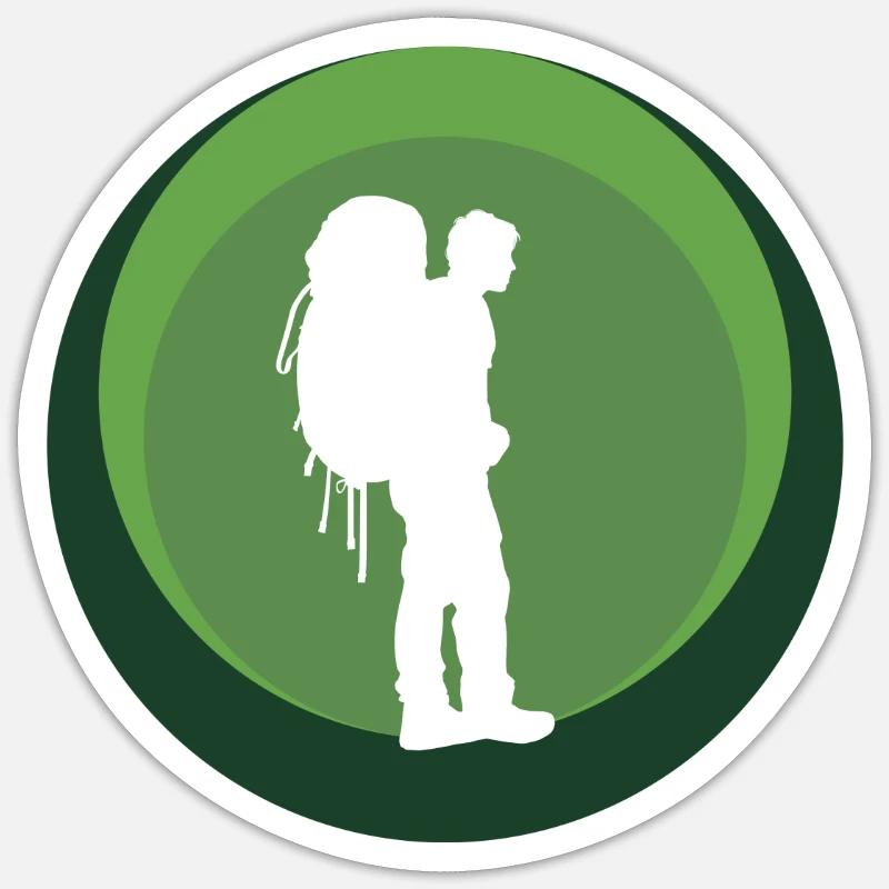 Backpacker, Pilgrim, Wanderer Sticker size S (10 x 10 cm)