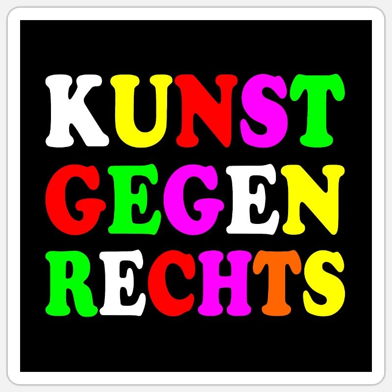 Kunst gegen rechts - Sticker Größe S (10 x 10 cm) - Mattweiß