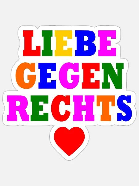 Liebe gegen rechts - Sticker Größe S (10 x 10 cm) - Mattweiß