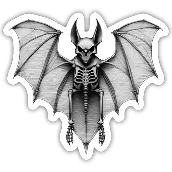 Chauve Souris - Sticker taille S (10 x 10 cm) - blanc mat - Devant