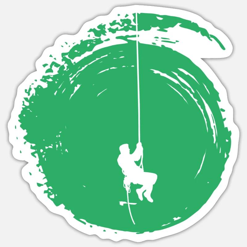 Bergsteiger Klettern Seilklettern - Sticker Größe S (10 x 10 cm) - Mattweiß