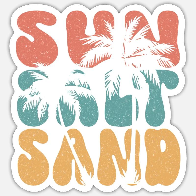 Été - Soleil, sel et sable - Sticker taille S (10 x 10 cm) - blanc mat