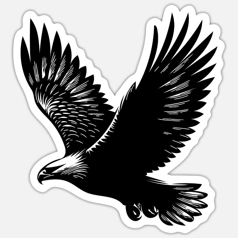 Aigle élégant sur d’immenses ailes - Sticker taille S (10 x 10 cm) - blanc mat