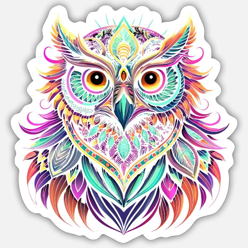 Chouette - Sticker taille S (10 x 10 cm) - blanc mat