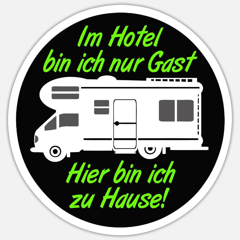 Camping-car à la maison (24) - Sticker taille S (10 x 10 cm) - blanc mat
