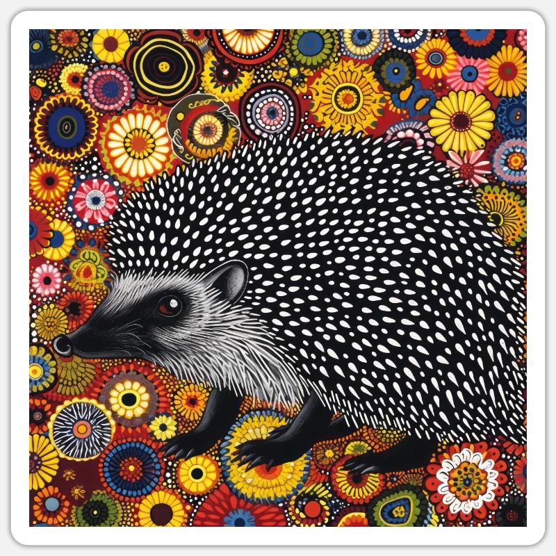 igel, bunt, tier, geschenk, geschenkidee - Sticker Größe S (10 x 10 cm) - Mattweiß