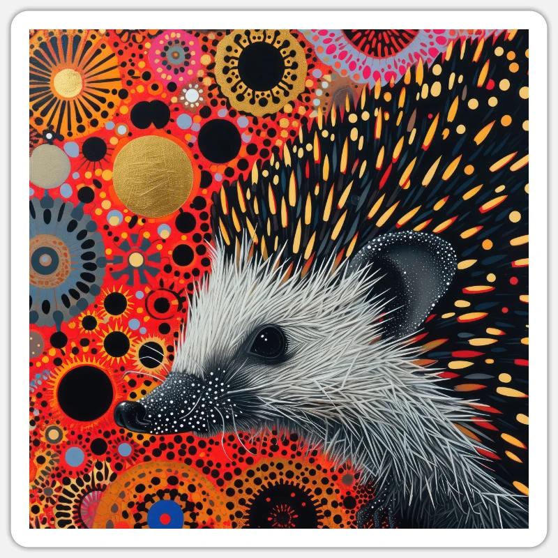 igel, bunt, tier, geschenk, geschenkidee - Sticker Größe S (10 x 10 cm) - Mattweiß