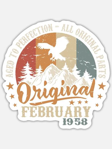 Februar 1958 - Jahrgang geboren im Februar 1958 - Sticker Größe S (10 x 10 cm) - Mattweiß