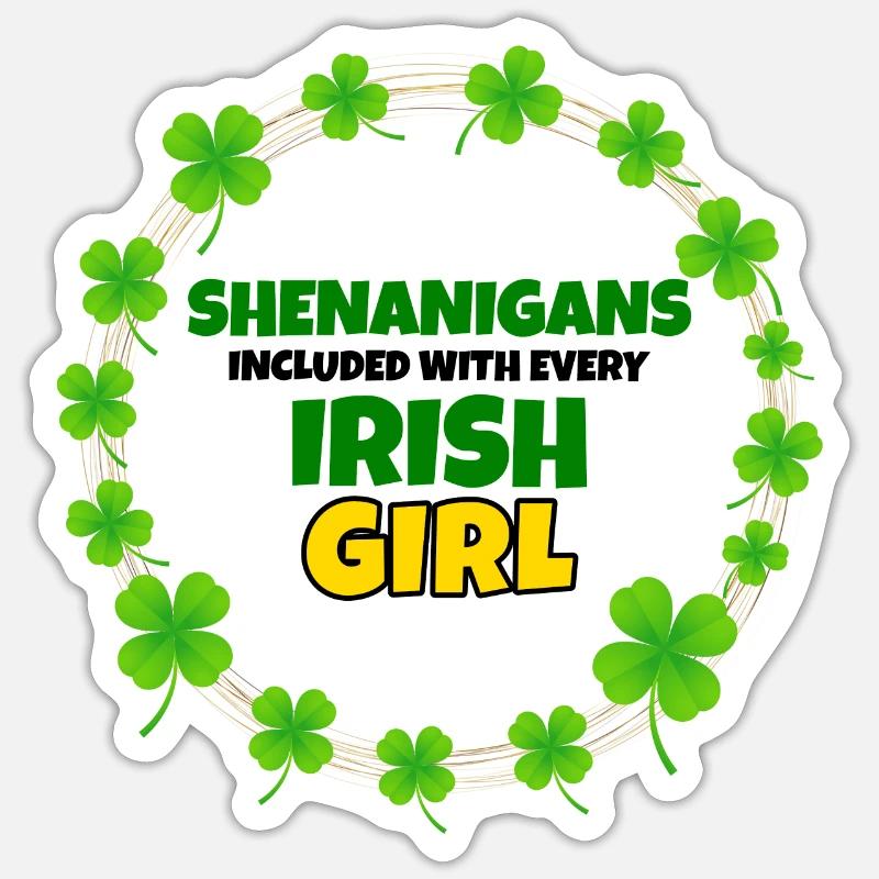 Schabernack inklusive: Irisches Mädchen St. Patrick's Day Sticker Größe S (10 x 10 cm)