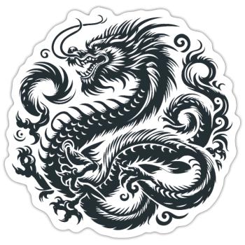 Chinesisches Drachen-Tattoo - Sticker Größe S (10 x 10 cm) - Mattweiß - Vorne