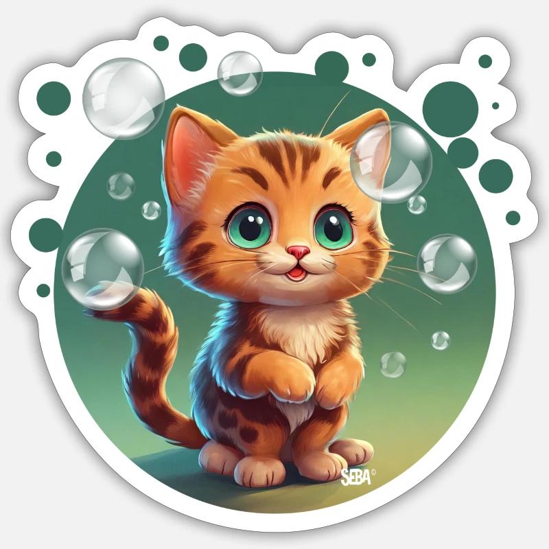 Chaton mignon - Sticker taille S (10 x 10 cm) - blanc mat