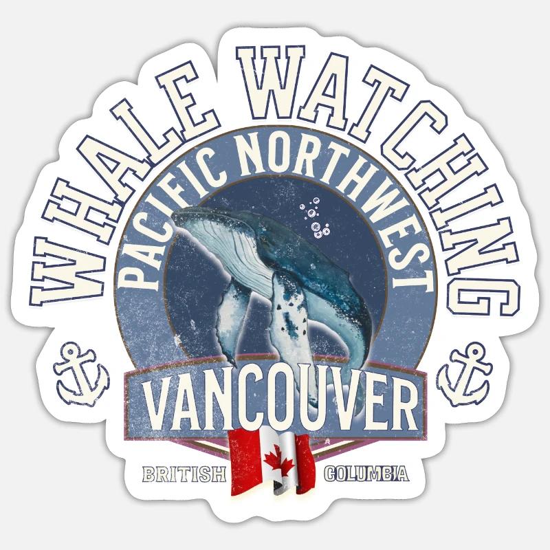 Whale watching pacific northwest 2 - Sticker taille S (10 x 10 cm) - blanc mat