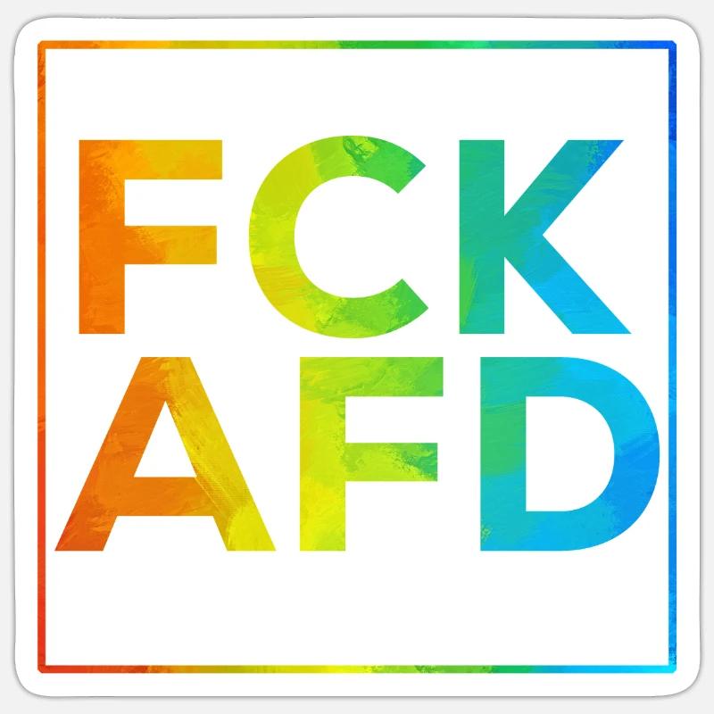 FCK AFD mit Rahmen Regenbogen Sticker Größe S (10 x 10 cm)